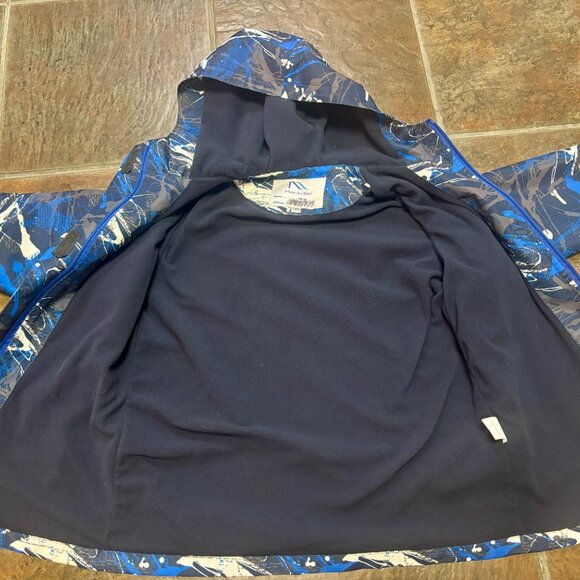 ~~YOUTH BOYS MOO AI BEI LIGHT FLANNEL LINED JACKET BLUE/GRAY/WHITE 150(10-12 US) - Picture 3 of 5